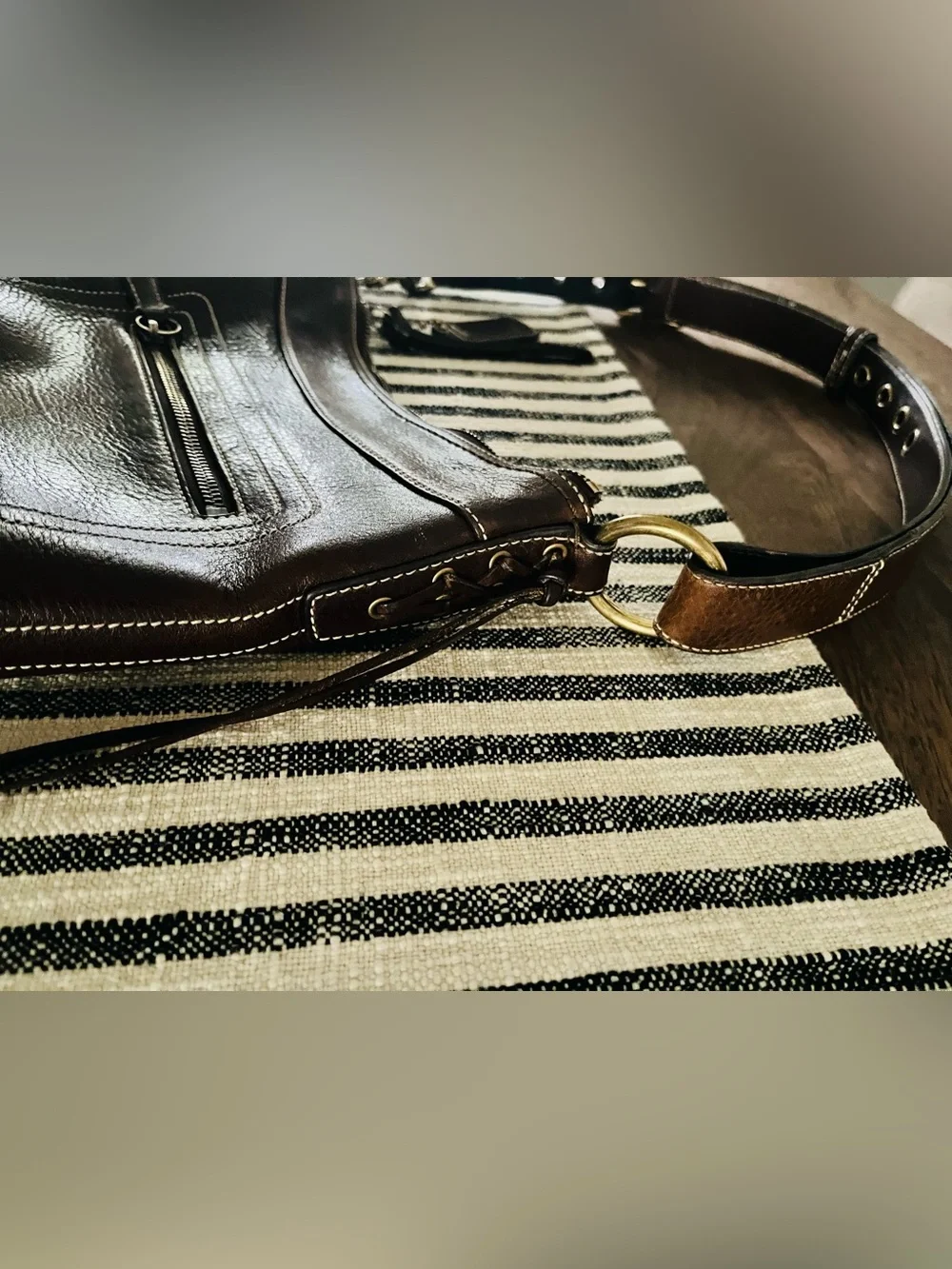 Vintage dark brown leather Coach Bleecker shoulder bag 10398 brass hardware